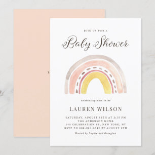 Pastel Watercolor Rainbow Baby Shower Invitation