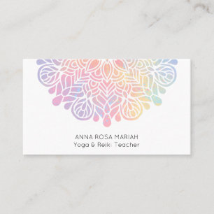 *~* Pastel Watercolor Rainbow Mandala Spiritual Business Card