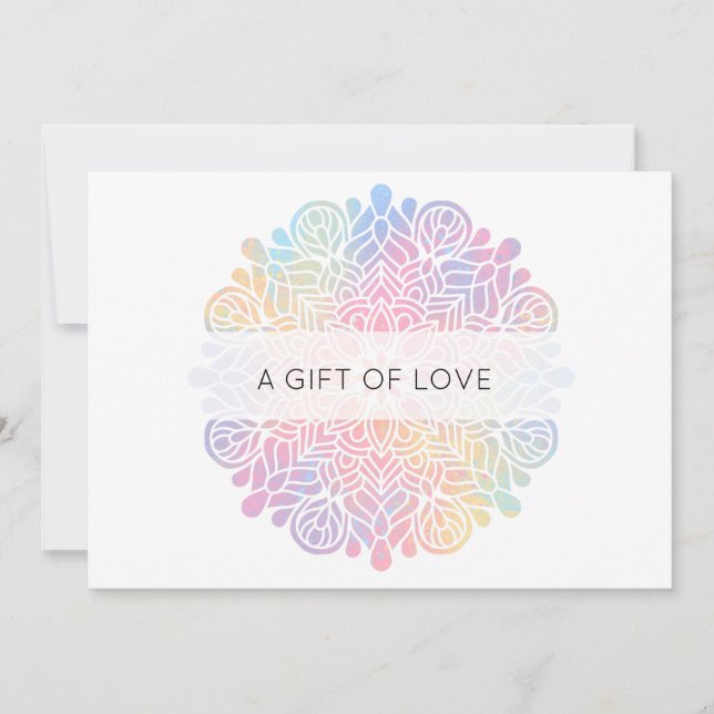 *~*  Pastel Watercolor Rainbow Mandala Spiritual Card (Front)