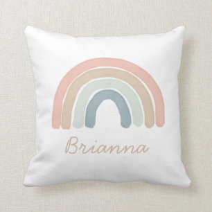 Pastel Watercolor Rainbow Name Throw Pillow