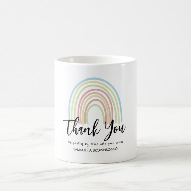 Pastel watercolor rainbow teacher coffee mug (Center)