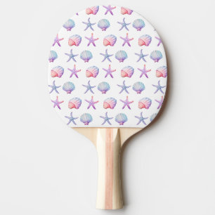 Pastel Watercolor Seashell Ping Pong Paddle