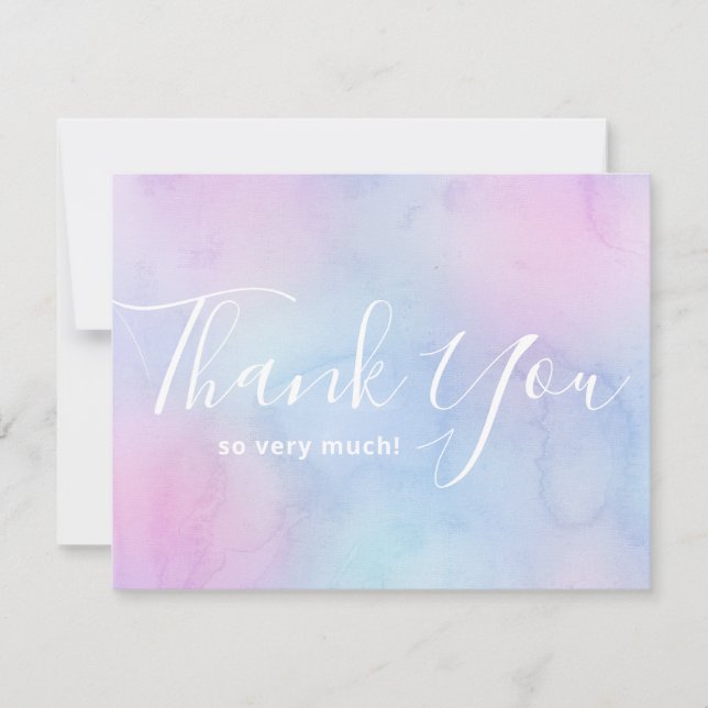 Pastel Watercolor Simple Elegant Birthday Purple Thank You Card (Front)