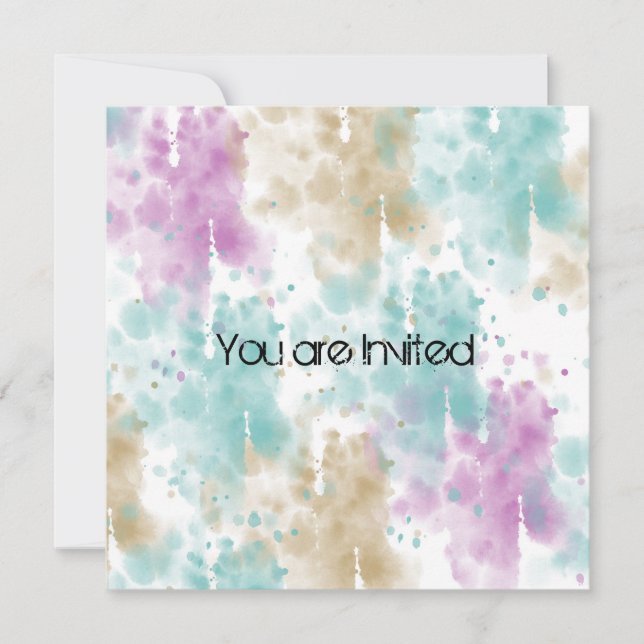 Pastel Watercolor Splatter Abstract Baby Shower Invitation (Front)