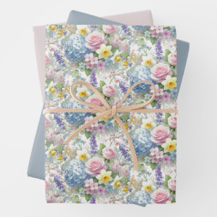 Pastel Watercolor Spring Blossoms Wrapping Paper