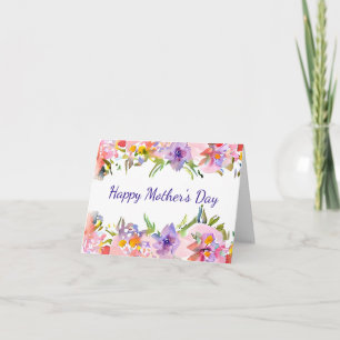 Pastel watercolor spring floral frame custom card