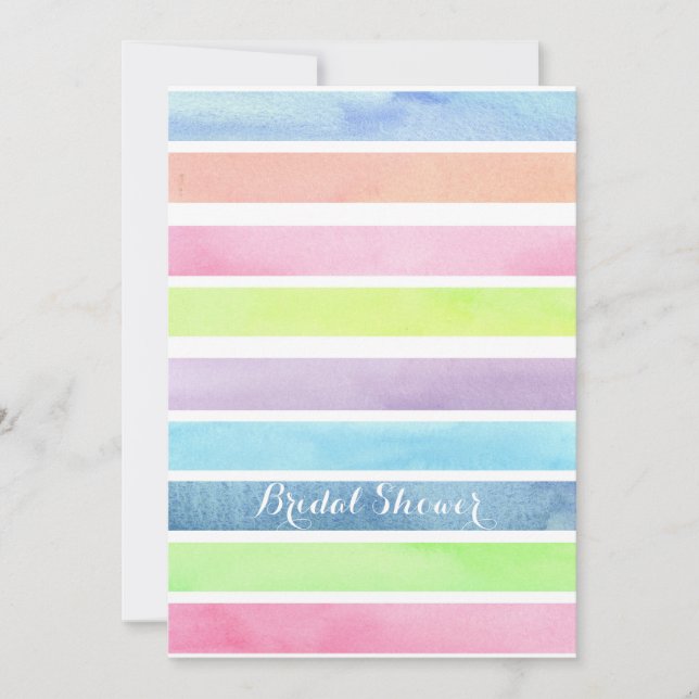 Pastel Watercolor Stripes Bridal Shower Custom Invitation (Front)