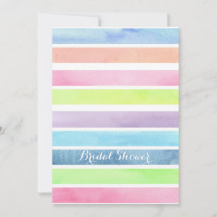 Pastel Watercolor Stripes Bridal Shower Custom Invitation
