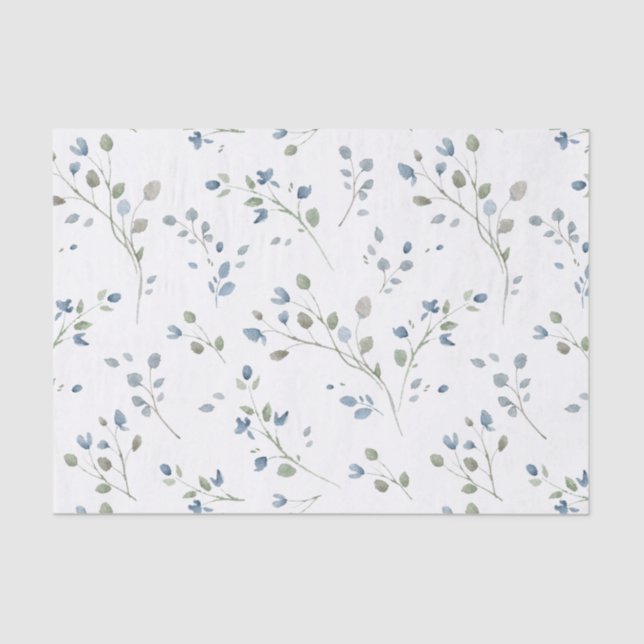 Pastel Watercolor Style Leaves Tissue Paper (Front)