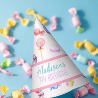 Pastel Watercolor Sweet Candy Wonderland Birthday Party Hat