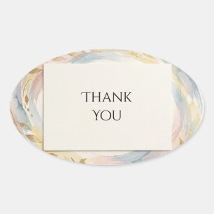 Pastel Watercolor Thank You Oval Sticker