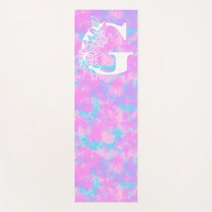 Pastel Watercolor Tie Dye Monogram Yoga Mat