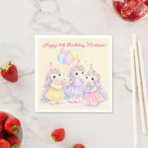 Pastel Watercolor Unicorn Girls Birthday
