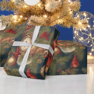 Pastel Watercolor Victorian Christmas Ornaments Wrapping Paper