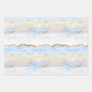 Pastel Watercolor Waves Abstract Dreamy Storybook Wrapping Paper Sheet