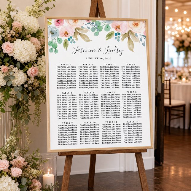 Pastel Watercolor Wedding Seating Chart (Creator Uploaded)