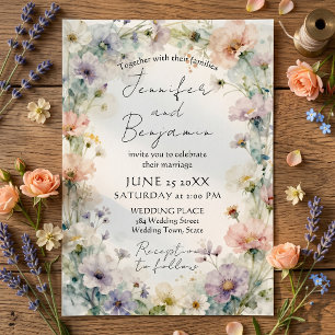 Pastel Watercolor Wildflower Botanical Wedding Invitation