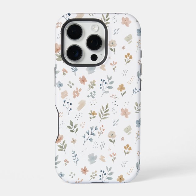 Pastel Watercolor Wildflower Seamless Pattern iPhone Case (Back)