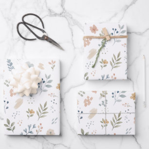 Pastel Watercolor Wildflower Seamless Pattern Wrapping Paper Sheet
