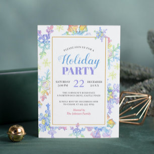 Pastel Watercolor Winter Snowflakes   Christmas Invitation