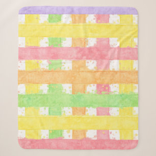 Pastel Watercolor Woven Stripe Pattern Sherpa Blanket