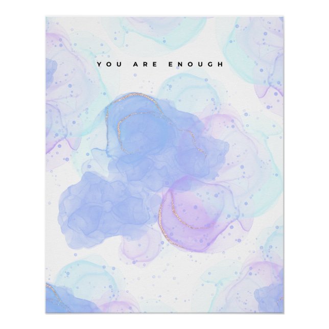 Pastel Watercolor 'You Are Enough' Motivational Poster (Front)