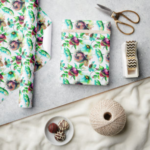 Pastel Watercolors Abstract Flowers Wrapping Paper