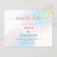 Pastel Watercolors Blue Gold Pink Save The Date