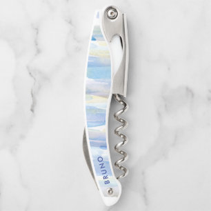 Pastel watercolors brushstrokes monogram. corkscrew