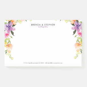 Pastel watercolors flowers frame post-it notes