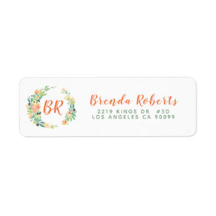 Pastel Watercolors Flowers Wreath Monogram