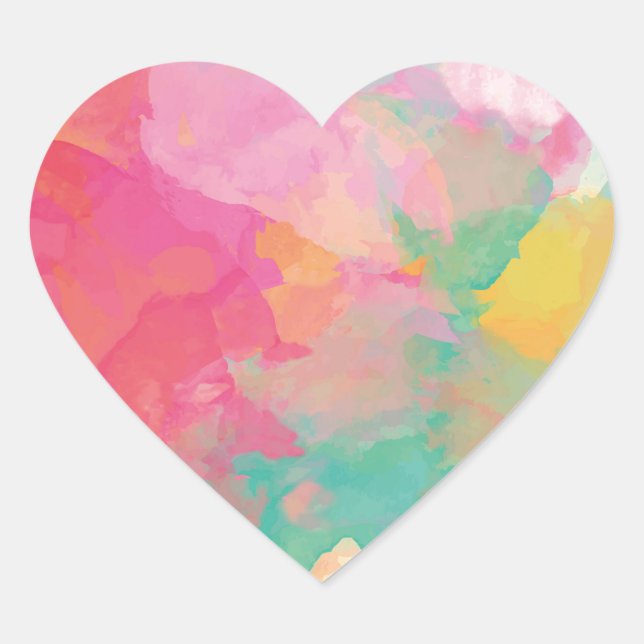 Pastel Watercolors Heart Sticker (Front)