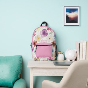 Pastel Watercolour Floral Printed Backpack
