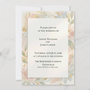 Pastel Watercolour Floral Wedding Invitation