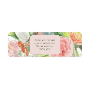 Pastel Watercolour Floral Wine Bottle Label