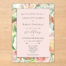 Pastel Watercolour Flower Wedding Invitation