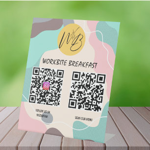 Pastel Wave Restaurant Menu, Instagram Qr Code Pedestal Sign