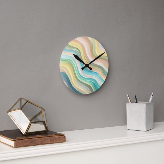 Pastel Wave Wall Clock (Office)