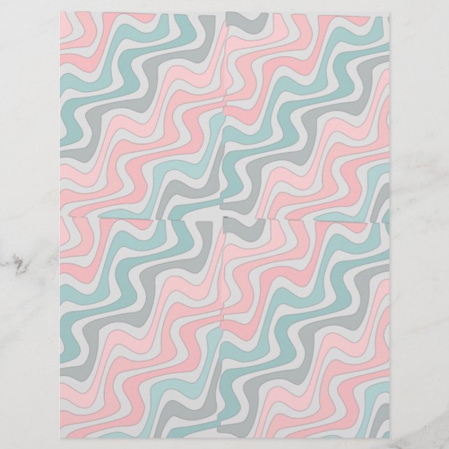 Pastel Wavy Line Scrapbook Paper (Front)
