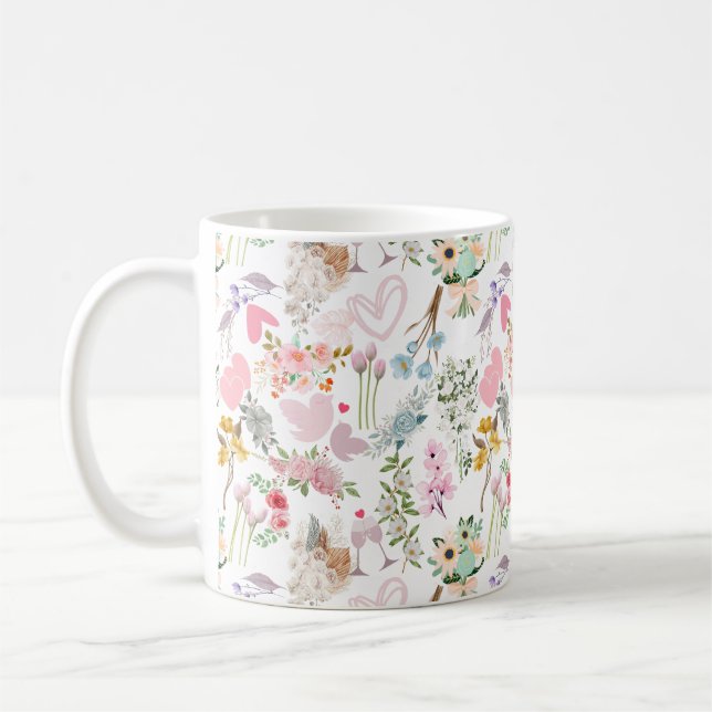 Pastel Wedding ornaments pattern 02 Coffee Mug (Left)