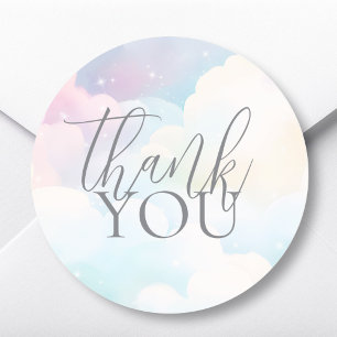 Pastel We're on Cloud Nine Baby Shower Thank You Classic Round Sticker