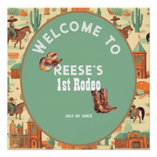 Pastel Western Rodeo Cowboy 1st Birthday Party Poster