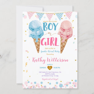 Pastel What's The Scoop Ice Cream Gender Reveal  Invitation