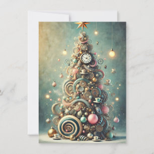 Pastel Whimsical Christmas Tree Holiday Greetings  Card
