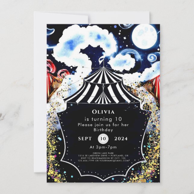 Pastel Whimsical Circus Birthday Invitation (Front)