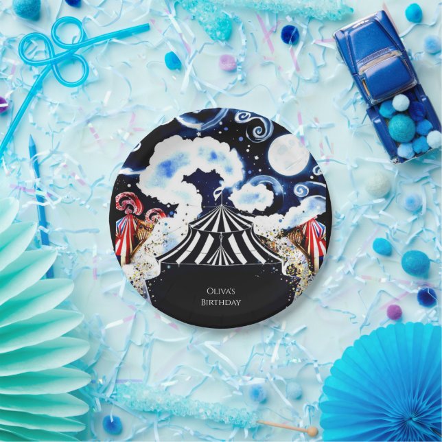 Pastel Whimsical Circus Birthday Paper Plate (Party)