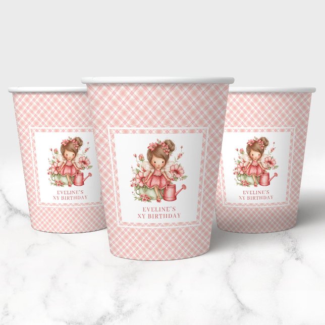 Pastel Whimsical Cute Fairy 7th Birthday Paper Cup (Pastel Whimsical Cute Fairy 7th Birthday Paper Cups)
