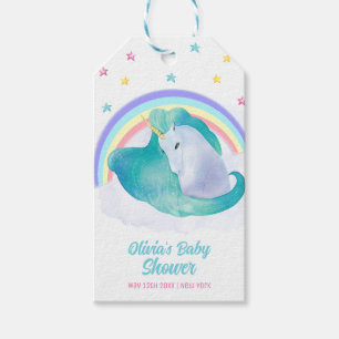 Pastel Whimsical Star Unicorn Rainbow Baby Shower Gift Tags