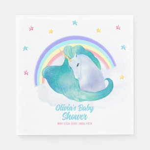 Pastel Whimsical Star Unicorn Rainbow Baby Shower  Napkin