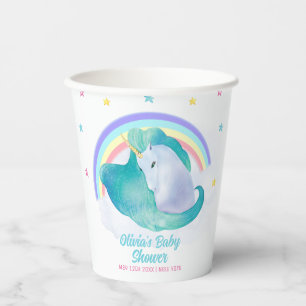 Pastel Whimsical Star Unicorn Rainbow Baby Shower Paper Cups